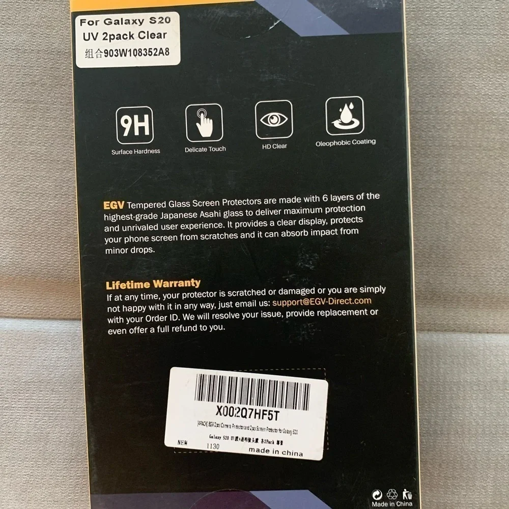New EGV 2 Pack UV Tempered Glass Screen Protector with Tray Samsung Galaxy S20